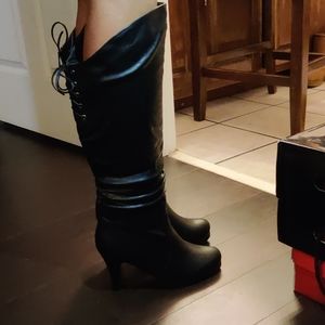 Black leather boots
